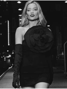 MISCREANTS Miranda One Shoulder Floral Rosette Black Mini Dress Size Medium